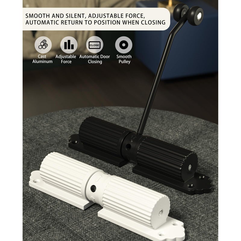 Vurlexat Automatic Door Closer, Zinc Alloy Safety Spring Door Closer 20-60kg Closing Door Hinge, Adjustable Door Spring Closer for Commercial & Home Use with Screws(Black) - Image 3